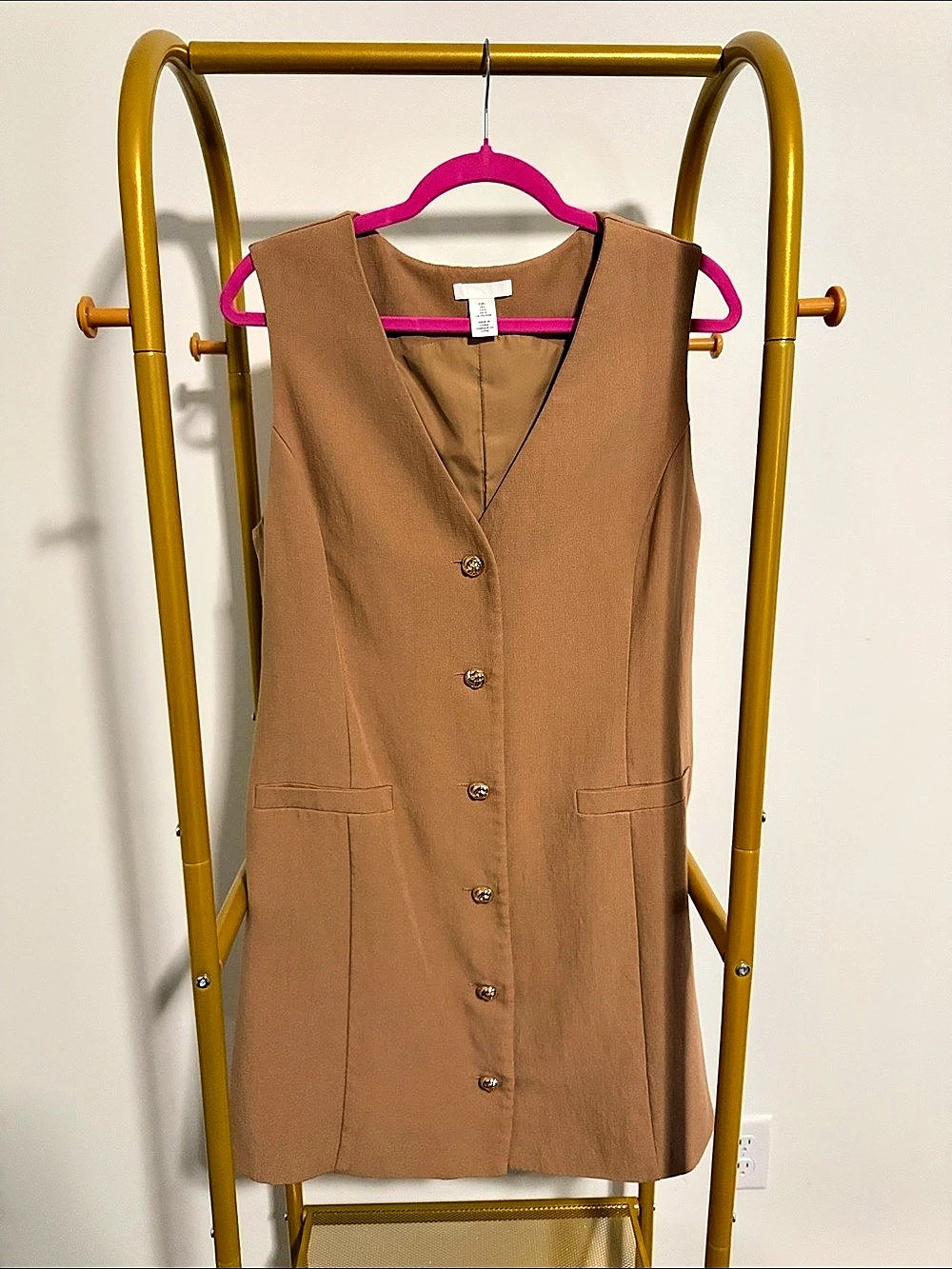 H&M Brown Button Front Mini Dress